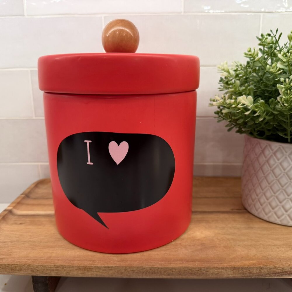 Cookie Jar Canister "I‎ Heart" Red